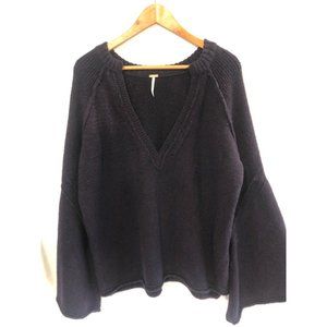 FREE PEOPLE DEEP PURPLE V-NECK PULLOVER